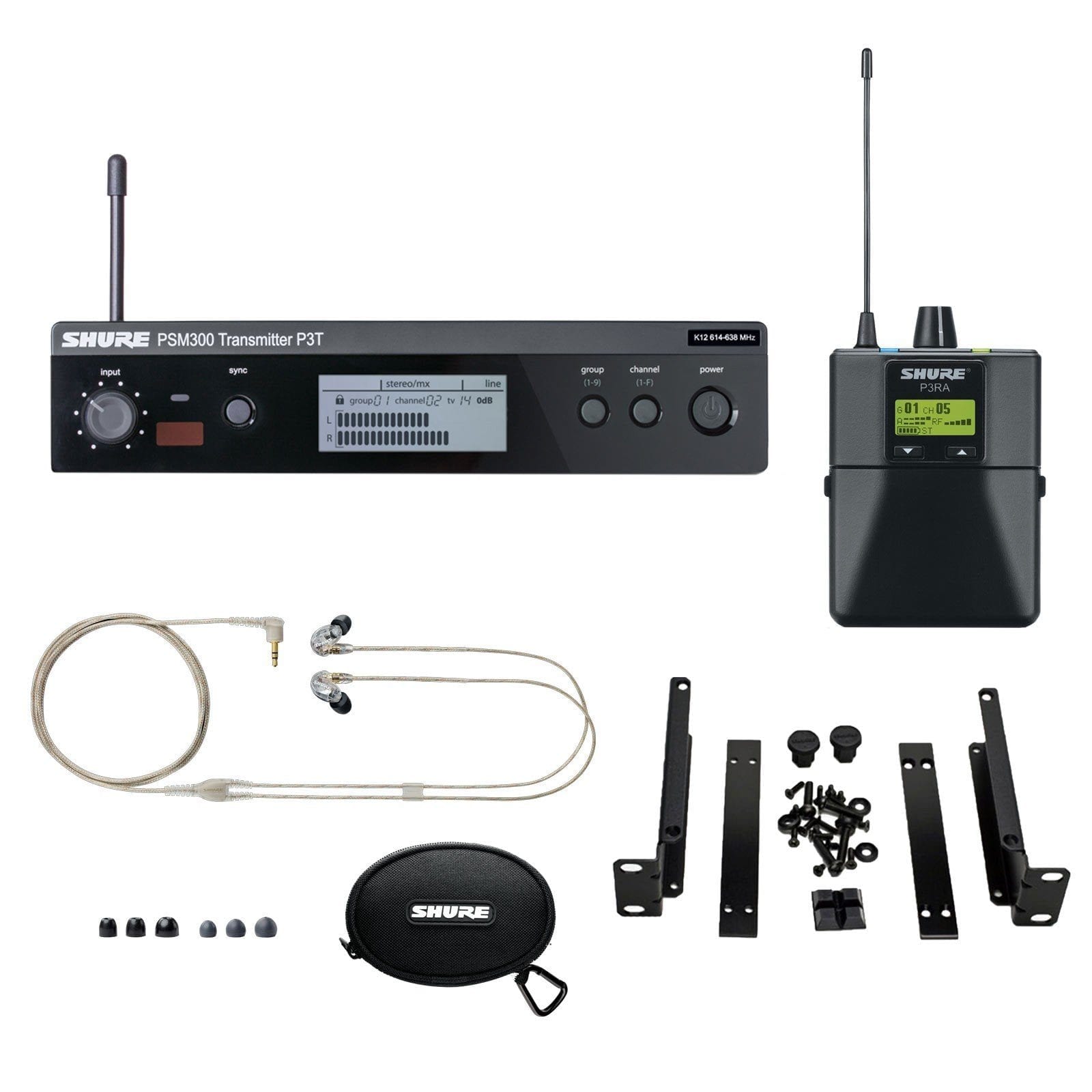 Shure P3TRA215CL PSM300 Wireless Stereo Personal Monitor System with SE215-CL Earphones ineargear.com