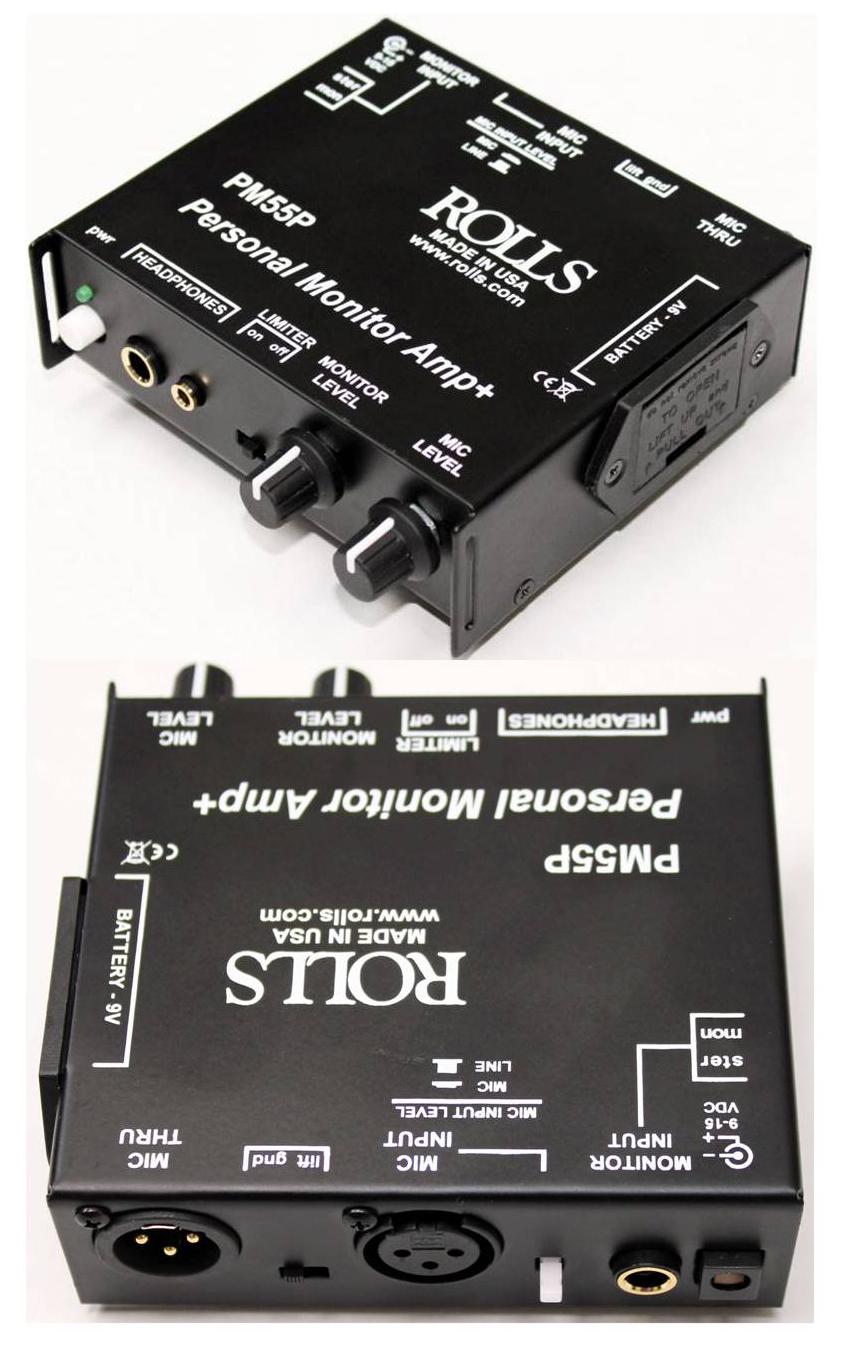 Rolls PM55P Stereo Personal Monitor Amplifier STOCK The PM55P Stereo Personal Monitor Amplifier with Optical Limiter from Rolls is designed for performers who need to monitor their own signal, such as their vocal, with the main mix.