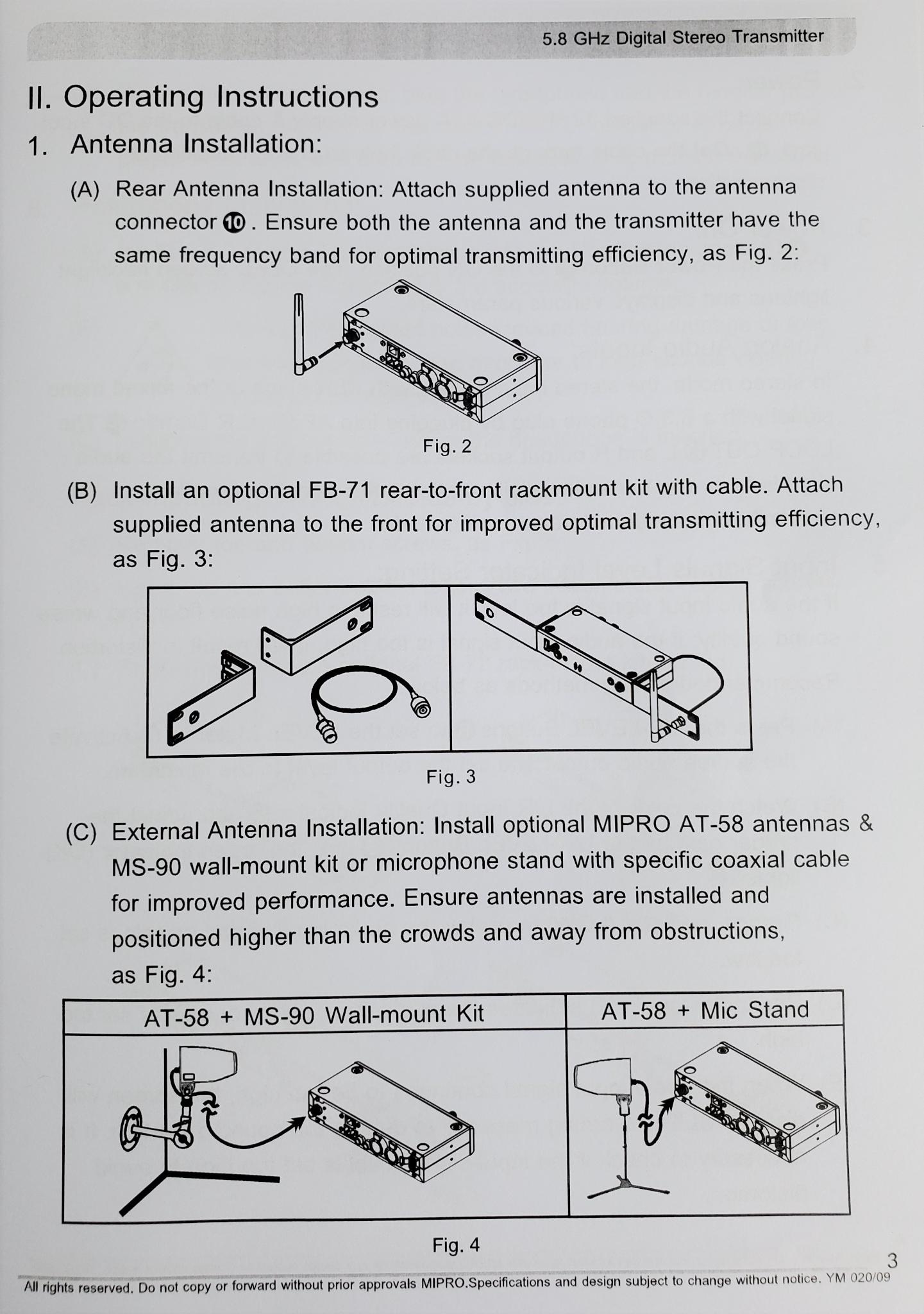 Mipro MI58 In-Ear Monitor System Manual Page 3