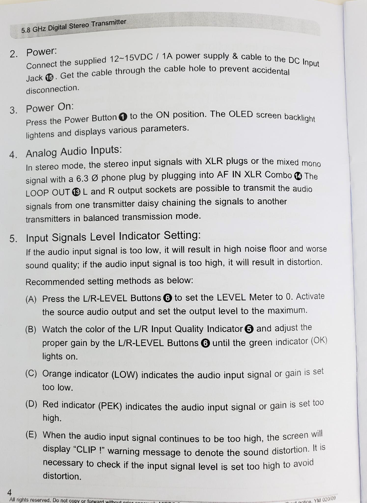Mipro MI58 In-Ear Monitor System Manual Page 4