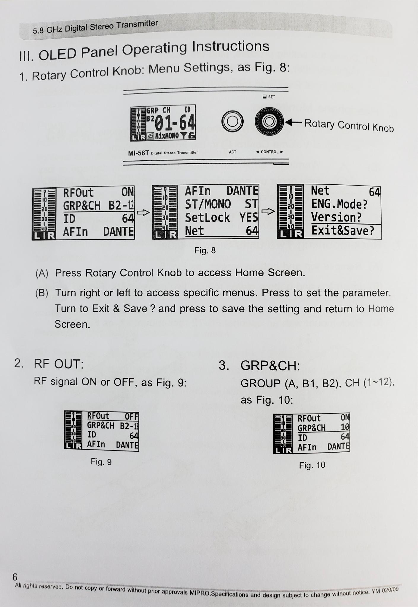 Mipro MI58 In-Ear Monitor System Manual Page 6