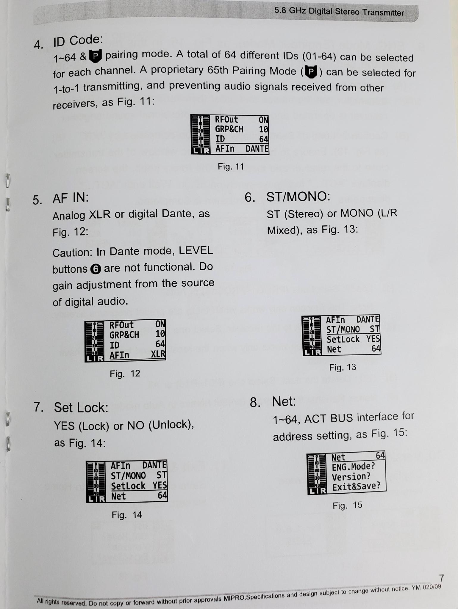 Mipro MI58 In-Ear Monitor System Manual Page 7