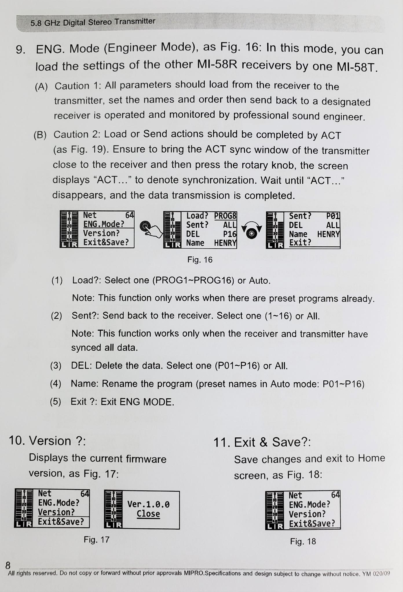 Mipro MI58 In-Ear Monitor System Manual Page 8