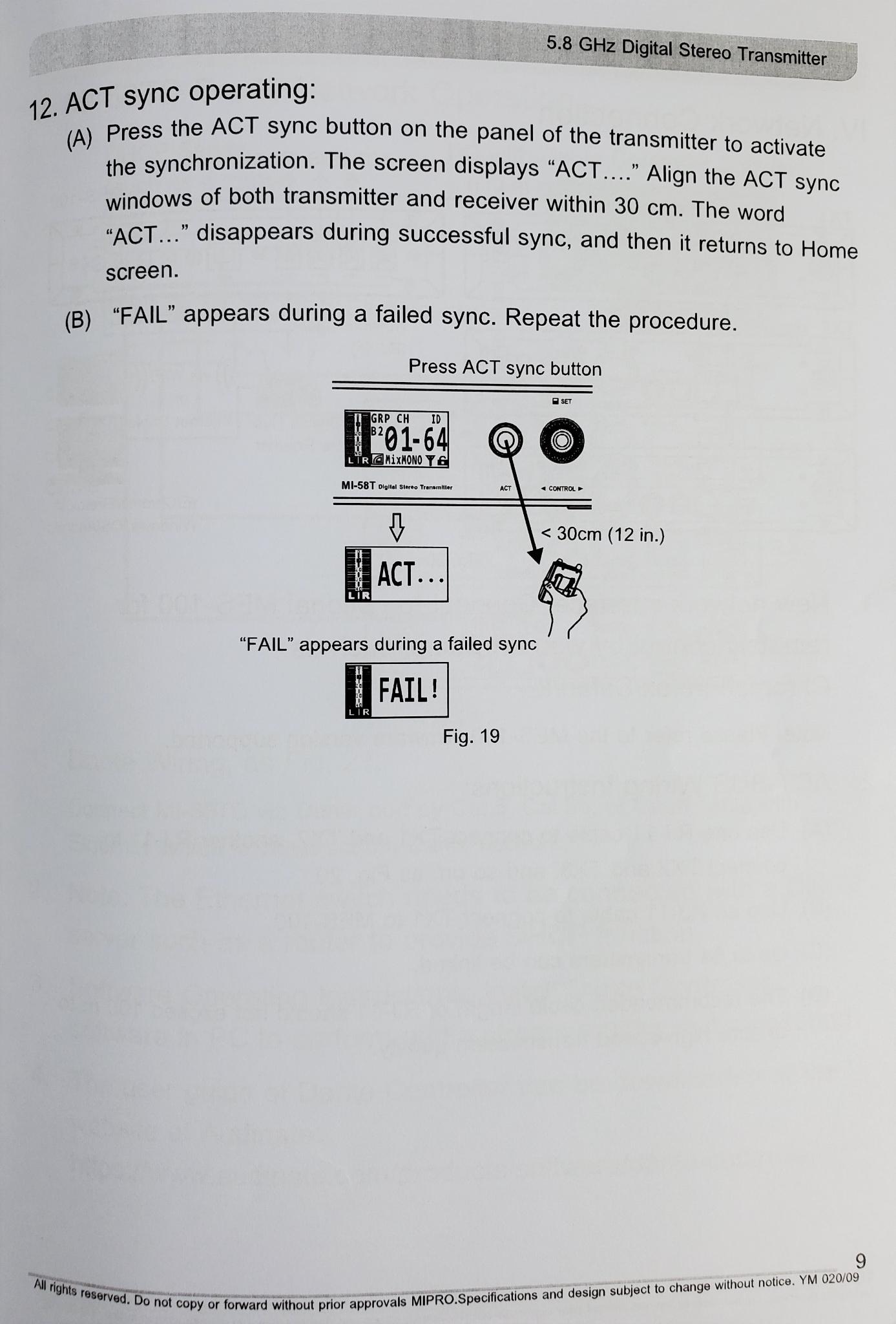 Mipro MI58 In-Ear Monitor System Manual Page 9